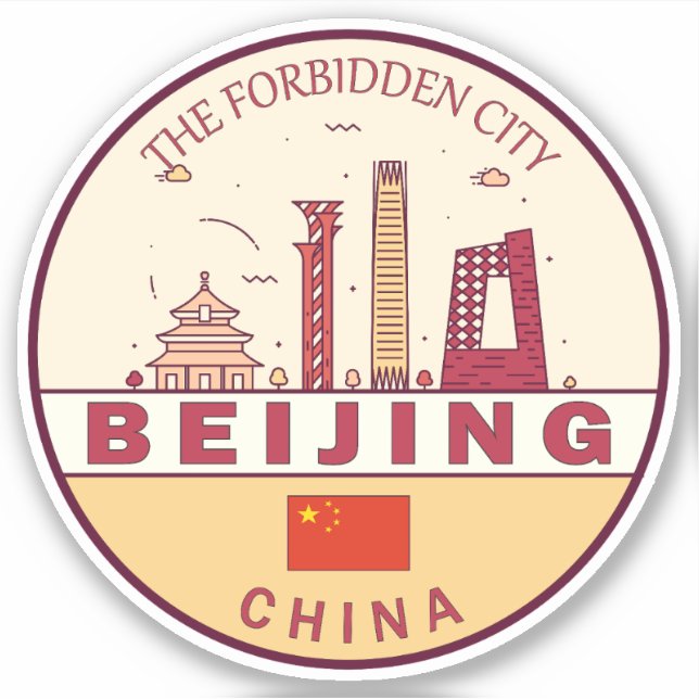Adesivo Emblema do Skyline na Cidade de Beijing China (Frente)