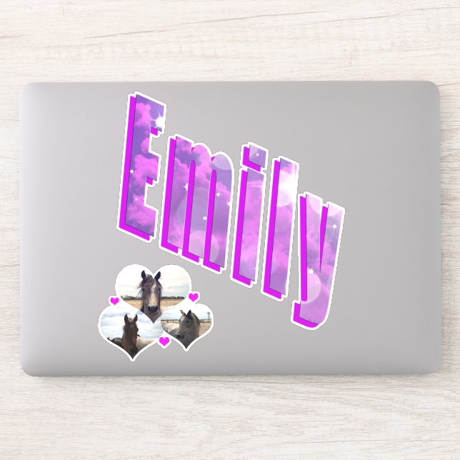 Adesivo Emily Name Com Cavalos, (Computador)