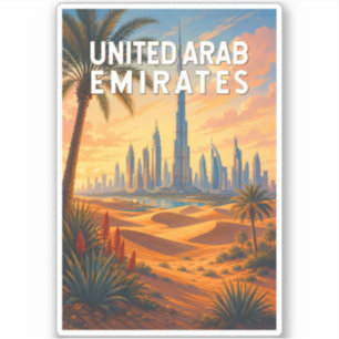 Adesivo Emirados Árabes Unidos Ilustração Viagem Arte