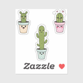 Adesivo Emocional Cactus Trio Sticker - Fábrica Engraçada