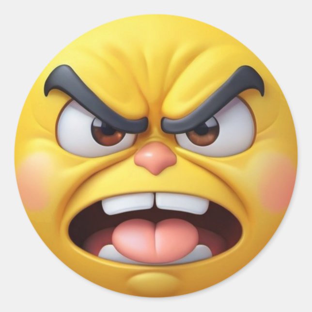 Adesivo Emoji 2 Amarelo com raiva 3D (Frente)