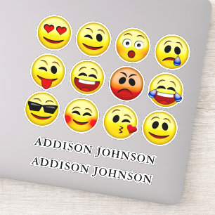 Adesivo Emoji Face 12 Coleção Nome Personalizado 8"