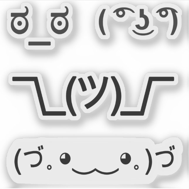 Adesivo Emoji Kawaii Encara emoticons baseados em texto 4x (Frente)