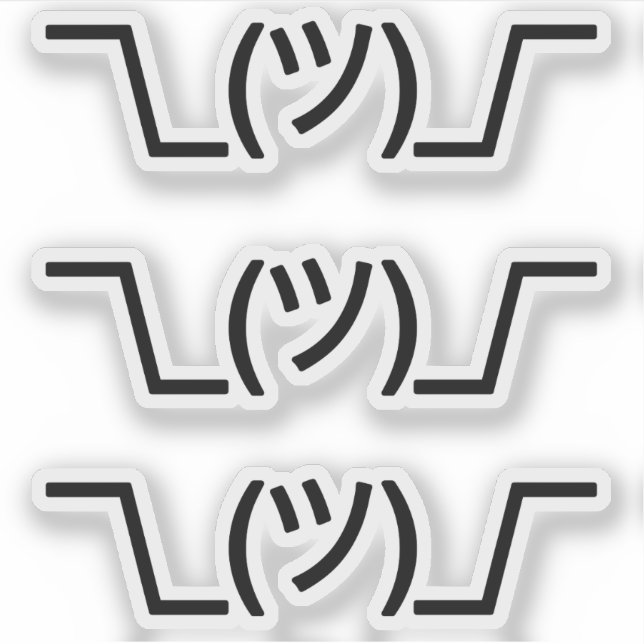 Adesivo Emoji Kawaii Face baseada em texto Shrug ¯\_(ツ)_/  (Frente)