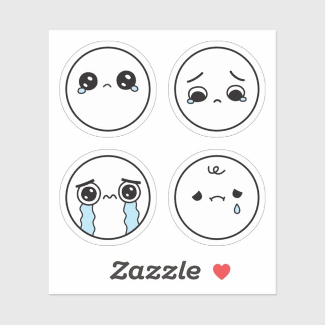 Adesivo Emoji Sticker Sad Faces (Folha)