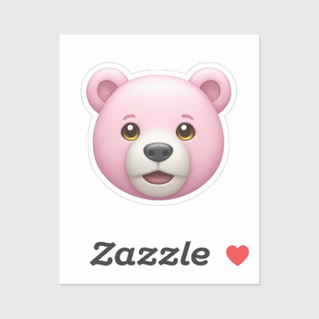 Adesivo Emoji, Urso Rosa Adorável (Folha)