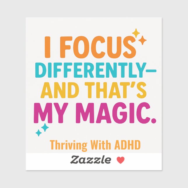 Adesivo Empenhando-se com o ADHD* "i Foco Diferente" (Folha)