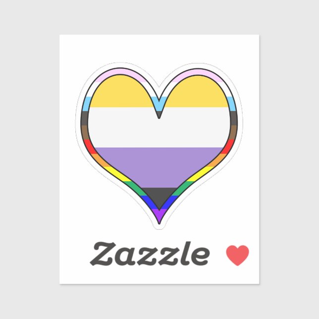 Adesivo Enby Pride Heart Sticker (Folha)