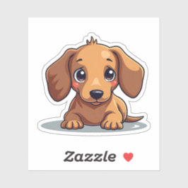 Adesivo Encantador Dachshund Pup, Olhos Marrons Grandes, P