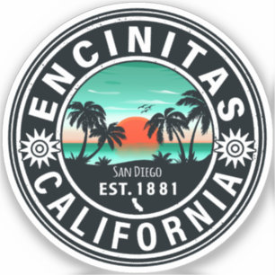 Adesivo Encinitas California Retro Sunset Souvenirs 80s