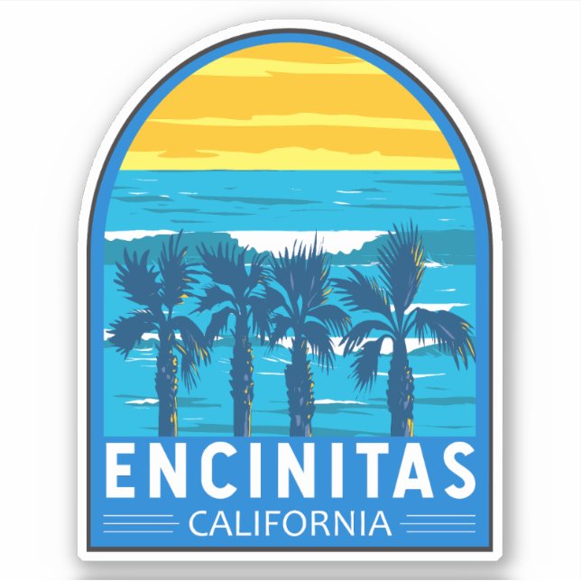Adesivo Encinitas California Viagem Art Vintage (Frente)