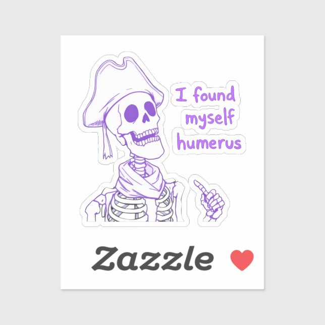 Adesivo Encontrei-Me Humero - Esqueleto Engraçado (Folha)