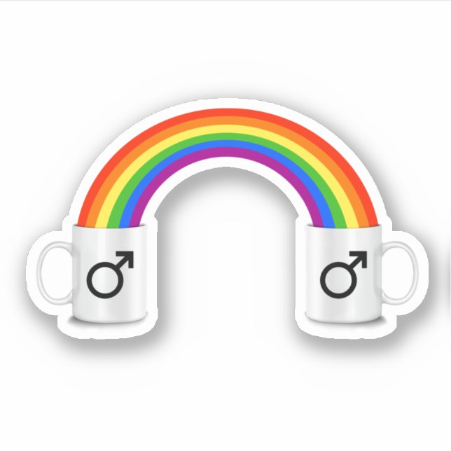 Adesivo Encontro Gay de Café com Arco-íris (Frente)