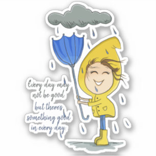 Adesivo Encorajamento Gráfico de Garota Bonita Rainy Wind