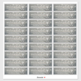 Adesivo Endereço de Casamento Champagne Glass Wood String 