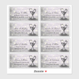 Adesivo Endereço de Casamento Champagne Glass Wood String 