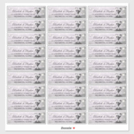 Adesivo Endereço de Casamento Champagne Glass Wood String 