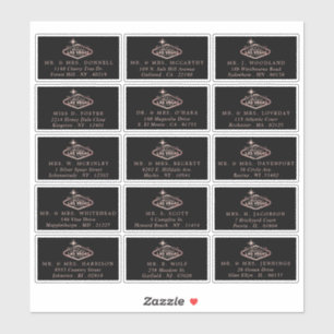 Adesivo Endereço de Casamento de Destino Elegante Las Vega