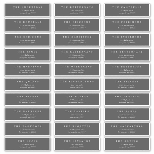 Adesivo Endereço de casamento individual da Cinza Escura T (Frente)