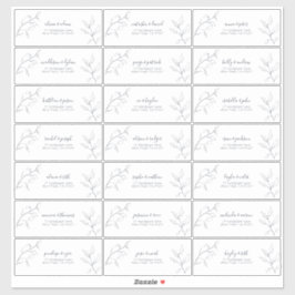 Adesivo Endereço de Convidado Botânico do Script Azul do M