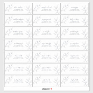 Adesivo Endereço de Convidado Botânico do Script Azul do M