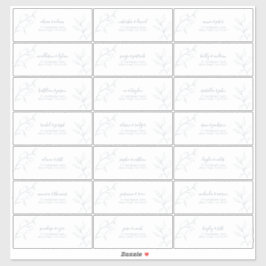 Adesivo Endereço de Convidado Botânico do Script Azul Mode