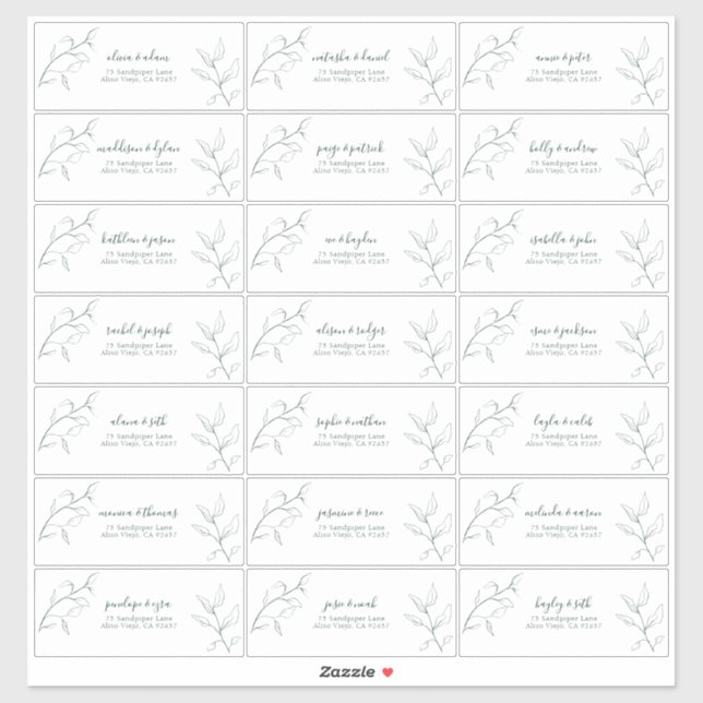 Adesivo Endereço de Convidado Botânico do Script Verde Esm (Folha)