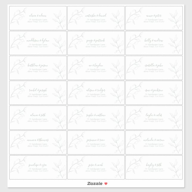 Adesivo Endereço de Convidado Botânico do Script Verde Mod (Folha)