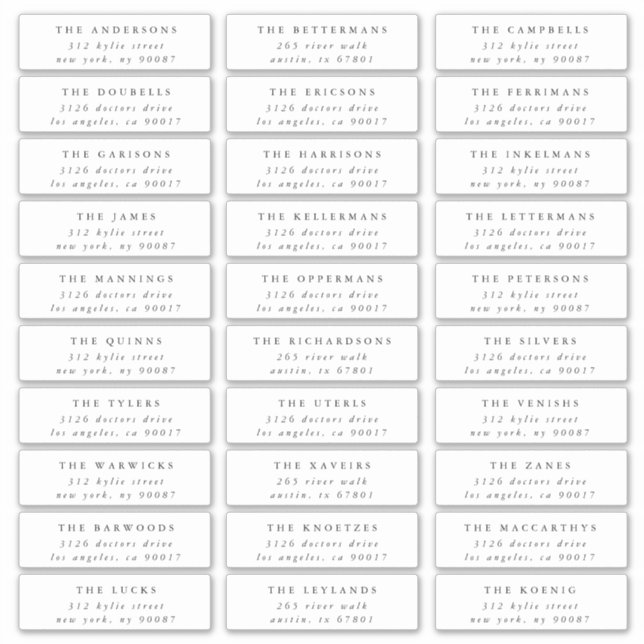 Adesivo Endereço de Convidado Branco Preto Individual Clás (Frente)