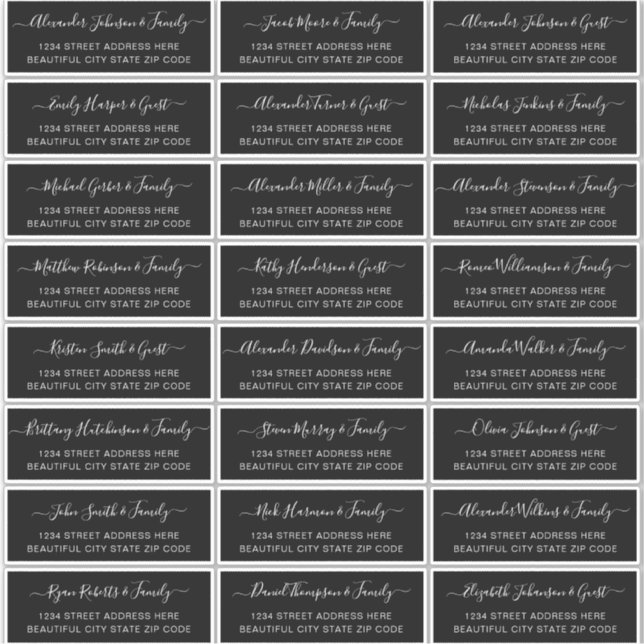 Adesivo Endereço de Convidado de Casamento Branco Preto do (Frente)