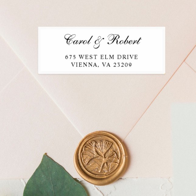 Adesivo Endereço de Convidado de Casamento de Script Elega (Criador carregado)