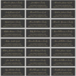 Adesivo Endereço de Convidado de Casamento Dourado Preto d<br><div class="desc">Script Elegante moderno Preto e Dourado Mínimo Nome de Convidado de Casamento Aborda rótulos personalizados. O nome do convidado é escrito em um script de fonte de texto sutil e cursivo,  escrito à mão,  com letra swash tail. Isto tem 24 adesivos.</div>