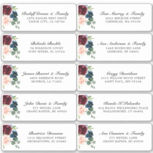 Adesivo Endereço de Convidado de Casamento Floral Blush M