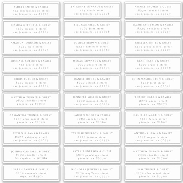 Adesivo Endereço de Convidado de Chic Moderno e Elegante M (Frente)