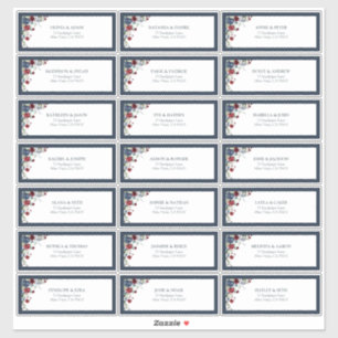 Adesivo Endereço de Convidado de Floral de Aguarela Azul B