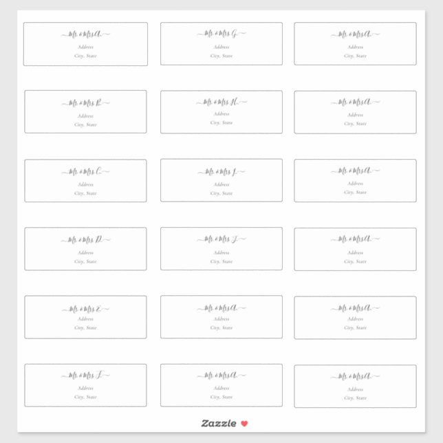 Adesivo Endereço de Convidado DIY da Caligrafia Transparen (Folha)