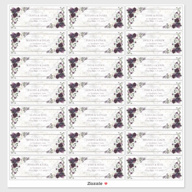 Adesivo Endereço de Convidado do Casamento outono Marble D (Folha)