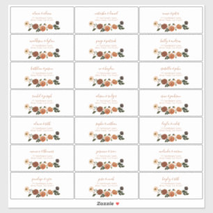 Adesivo Endereço de Convidado do Fleath Floral Laranja Que