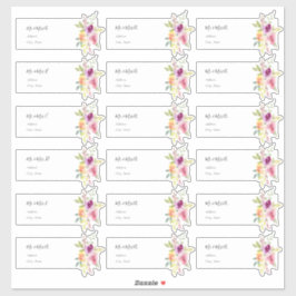 Adesivo Endereço de Convidado dos Rosas de Verão de Aquare