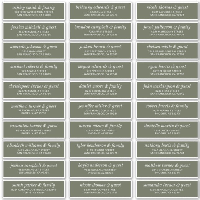 Adesivo Endereço de Convidado para Casamento Chic Simples  (Frente)