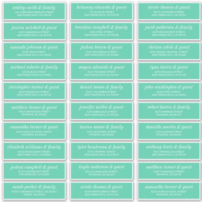 Adesivo Endereço de Convidado para Casamento Chic Simples  (Frente)