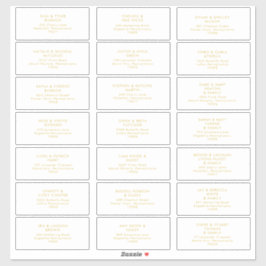 Adesivo Endereço de Convidado para Casamento de Font Doura