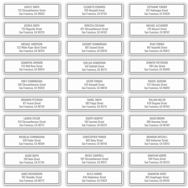 Adesivo Endereço de Convidado para Casamento de Quadros Si (Frente)