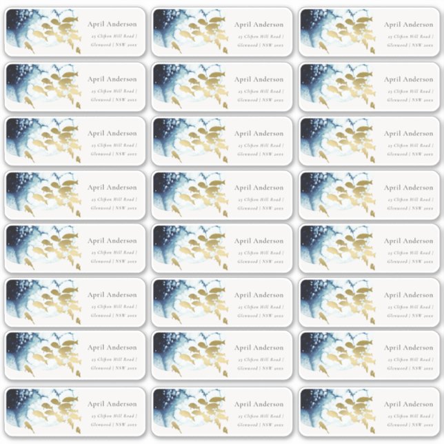 Adesivo Endereço de Convidado para Peixes de Marinho Doura (Frente)