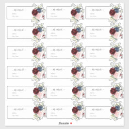Adesivo Endereço de Convidado Transparente Borgonha Marinh