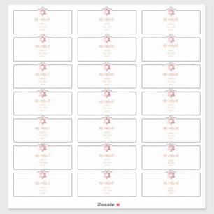 Adesivo Endereço de Convidado Transparente, Faux Rosa Dour