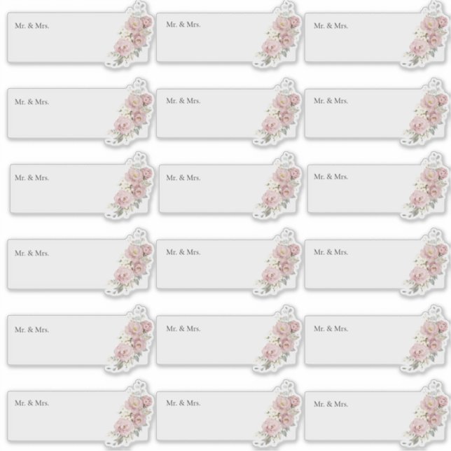 Adesivo Endereço de Convidado Transparente H2 Rosas Empoei (Frente)