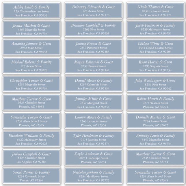 Adesivo Endereço de Convidados de Casamento Moderno Elegan (Frente)