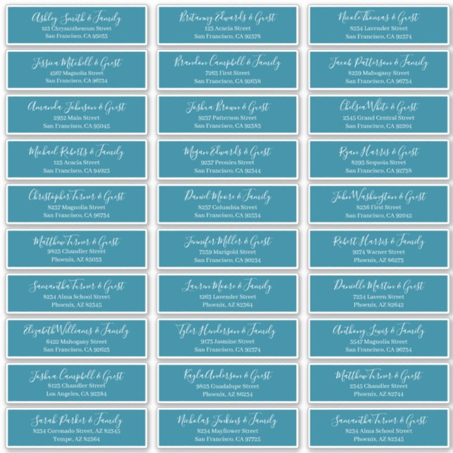 Adesivo Endereço de Convidados para Casamento de Script Ch (Frente)