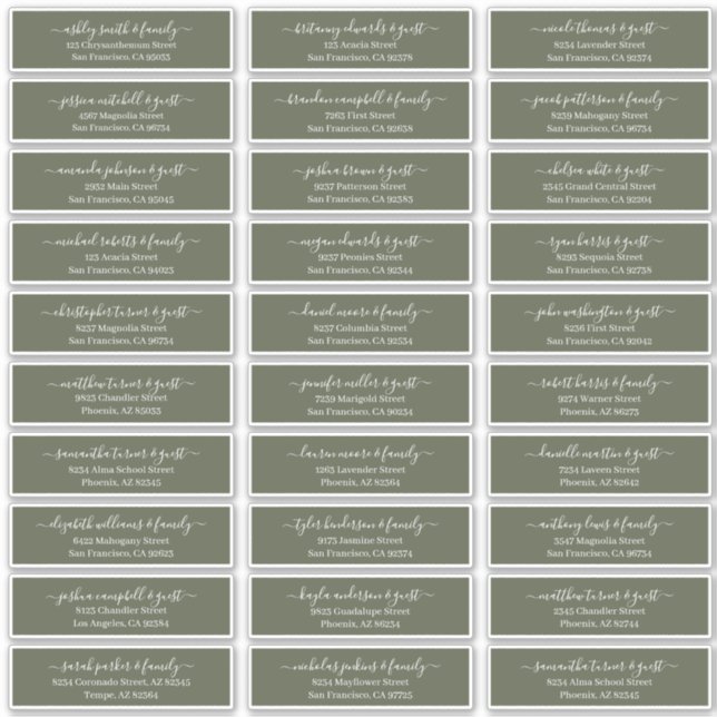 Adesivo Endereço de Convidados para Casamento de Script Ch (Frente)